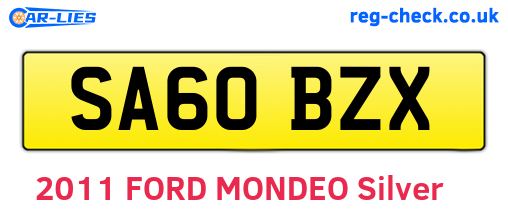 SA60BZX are the vehicle registration plates.