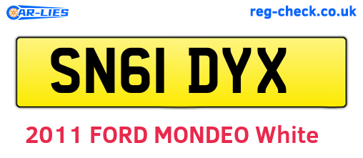 SN61DYX are the vehicle registration plates.