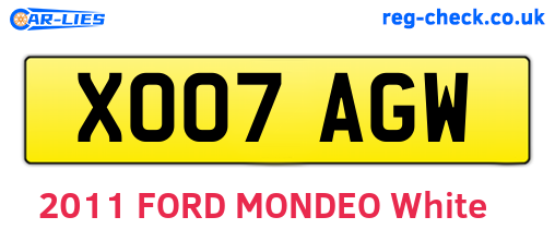 XO07AGW are the vehicle registration plates.