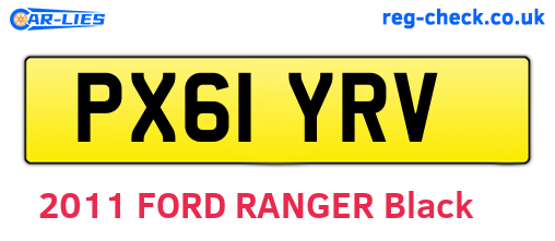 PX61YRV are the vehicle registration plates.