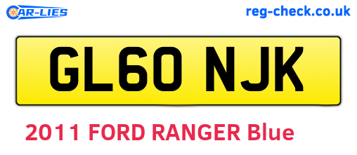 GL60NJK are the vehicle registration plates.
