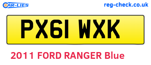 PX61WXK are the vehicle registration plates.