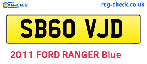 SB60VJD are the vehicle registration plates.