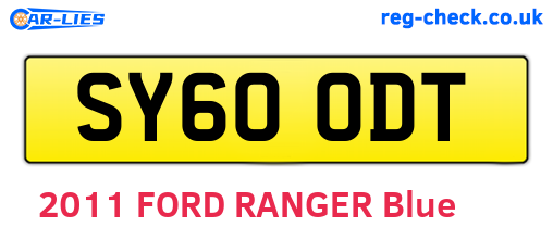 SY60ODT are the vehicle registration plates.