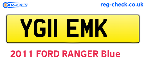 YG11EMK are the vehicle registration plates.