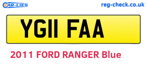 YG11FAA are the vehicle registration plates.