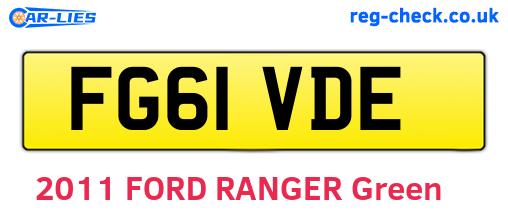 FG61VDE are the vehicle registration plates.