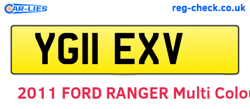 YG11EXV are the vehicle registration plates.