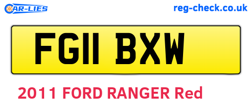 FG11BXW are the vehicle registration plates.