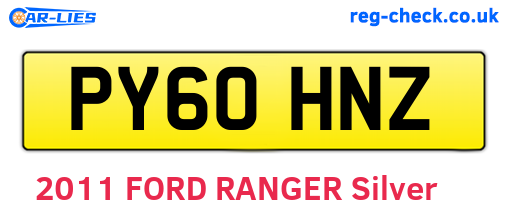 PY60HNZ are the vehicle registration plates.