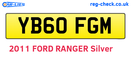 YB60FGM are the vehicle registration plates.