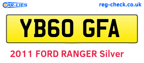 YB60GFA are the vehicle registration plates.