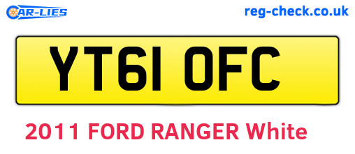 YT61OFC are the vehicle registration plates.