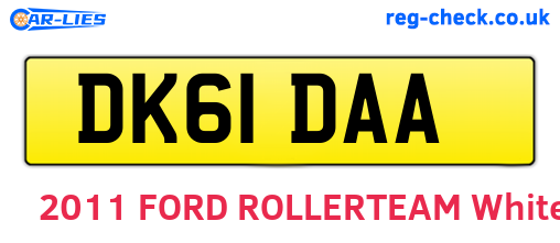 DK61DAA are the vehicle registration plates.