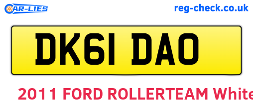 DK61DAO are the vehicle registration plates.