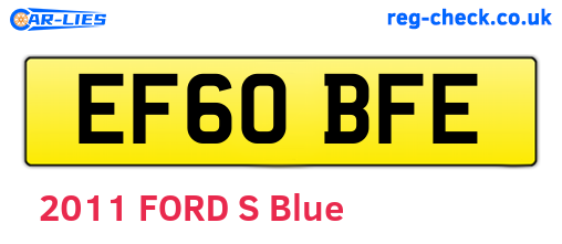 EF60BFE are the vehicle registration plates.