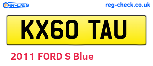 KX60TAU are the vehicle registration plates.