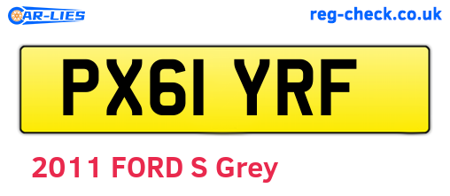 PX61YRF are the vehicle registration plates.