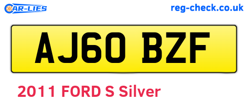AJ60BZF are the vehicle registration plates.
