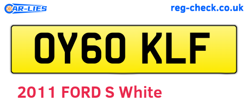 OY60KLF are the vehicle registration plates.