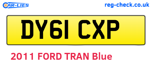 DY61CXP are the vehicle registration plates.