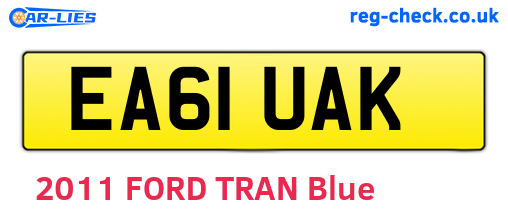 EA61UAK are the vehicle registration plates.