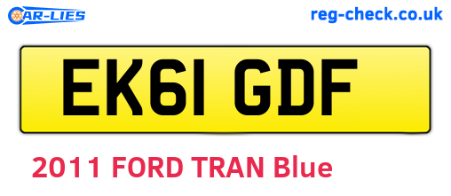 EK61GDF are the vehicle registration plates.