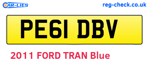 PE61DBV are the vehicle registration plates.