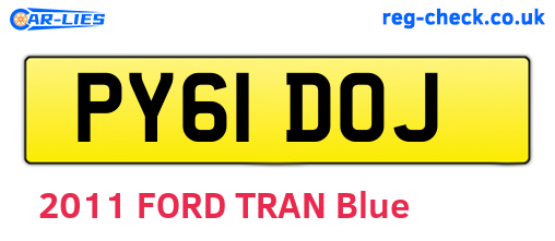 PY61DOJ are the vehicle registration plates.