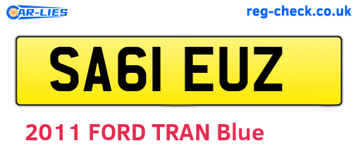 SA61EUZ are the vehicle registration plates.