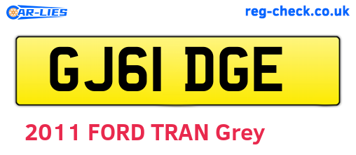 GJ61DGE are the vehicle registration plates.
