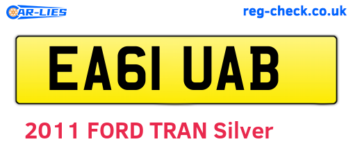 EA61UAB are the vehicle registration plates.
