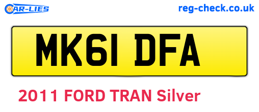 MK61DFA are the vehicle registration plates.