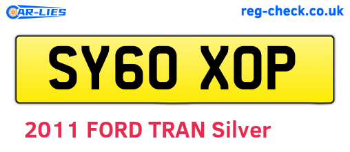 SY60XOP are the vehicle registration plates.