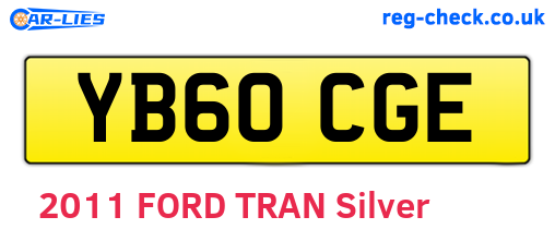 YB60CGE are the vehicle registration plates.