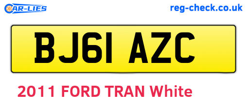 BJ61AZC are the vehicle registration plates.