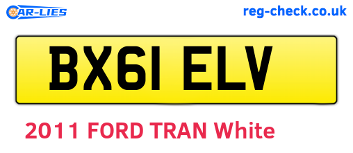 BX61ELV are the vehicle registration plates.
