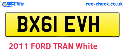 BX61EVH are the vehicle registration plates.