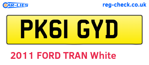 PK61GYD are the vehicle registration plates.
