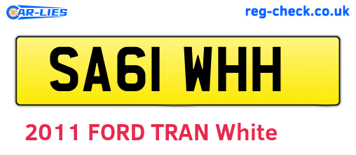 SA61WHH are the vehicle registration plates.