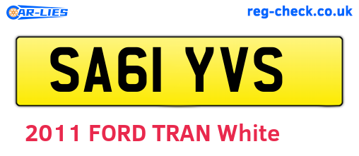 SA61YVS are the vehicle registration plates.
