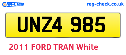 UNZ4985 are the vehicle registration plates.
