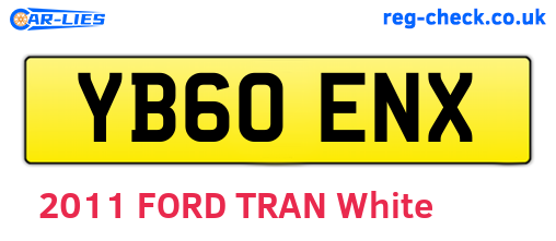 YB60ENX are the vehicle registration plates.