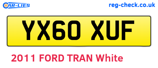 YX60XUF are the vehicle registration plates.