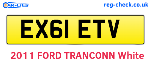 EX61ETV are the vehicle registration plates.