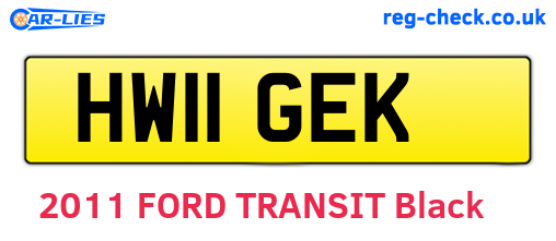 HW11GEK are the vehicle registration plates.