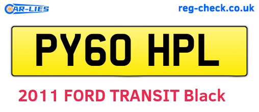 PY60HPL are the vehicle registration plates.