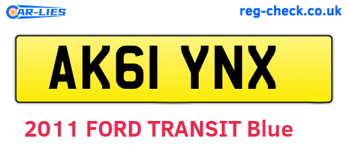 AK61YNX are the vehicle registration plates.