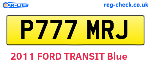 P777MRJ are the vehicle registration plates.