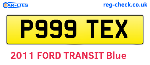 P999TEX are the vehicle registration plates.